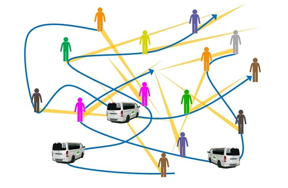 Convehicle的運行計劃示意圖。乘車(chē)點(diǎn)大多設置在垃圾回收站（注1）附近，僅需從家出門(mén)扔垃圾的距離便可使用Convehicle。